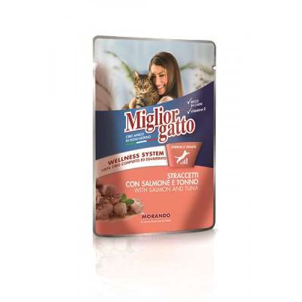 MIGLIOR GATTO POUCH STRACCETTI SALM./TONNO GR.100