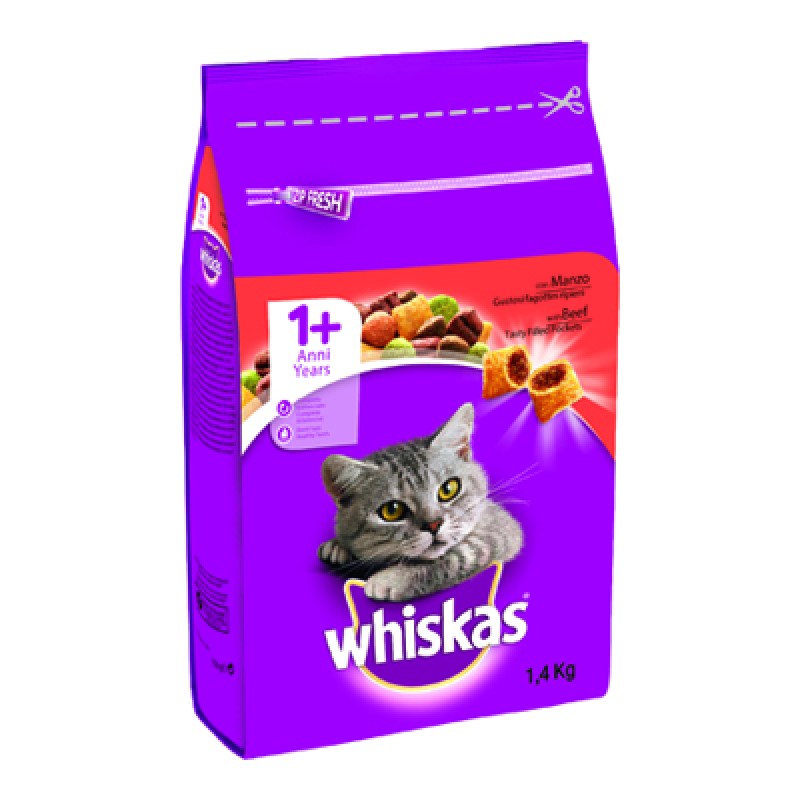 WHISKAS CROQUETTES KG.1,4 BEEF ADULT CAT