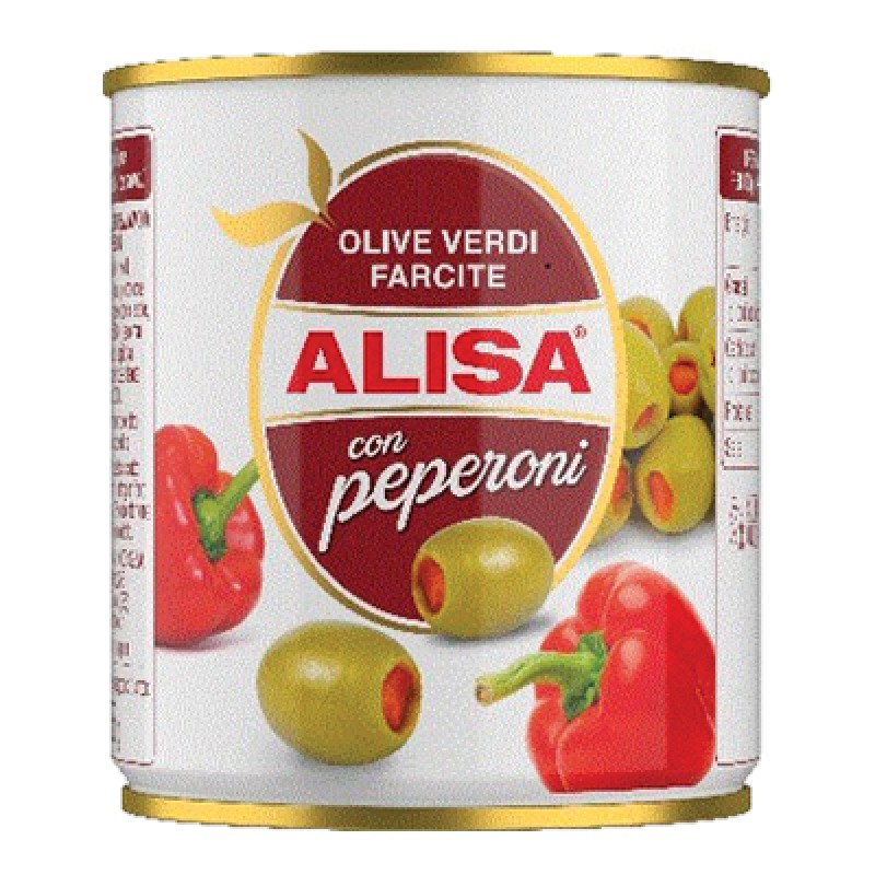 ALISA GREEN OLIVES WITH PEPPERS GR.200