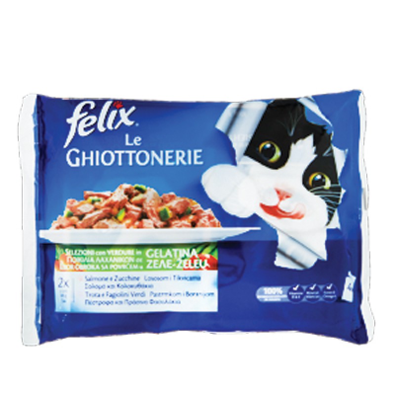 FELIX GHIOTTONERIE GR.100X4 SALMON-ZUCCHINI / TROUT-BEANS