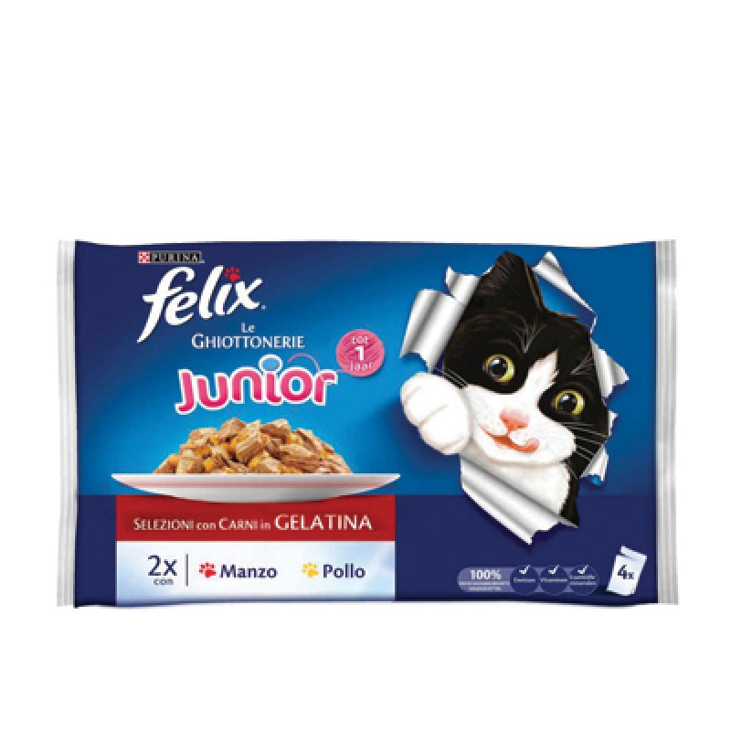 FELIX GHIOTTONERIE JUNIOR GR.100X4 BEEF / CHICKEN