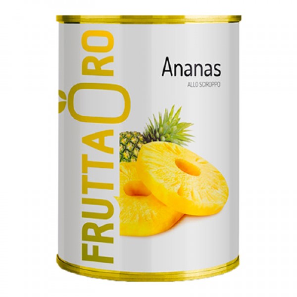 FRUTTA ORO PINEAPPLE IN SYRUP ML.580 E.OPEN TIN