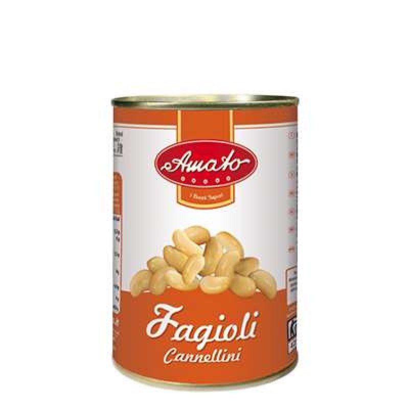 AMATO BEANS CANNELLINI GR.400 TIN LABEL GOOD FLAVORS