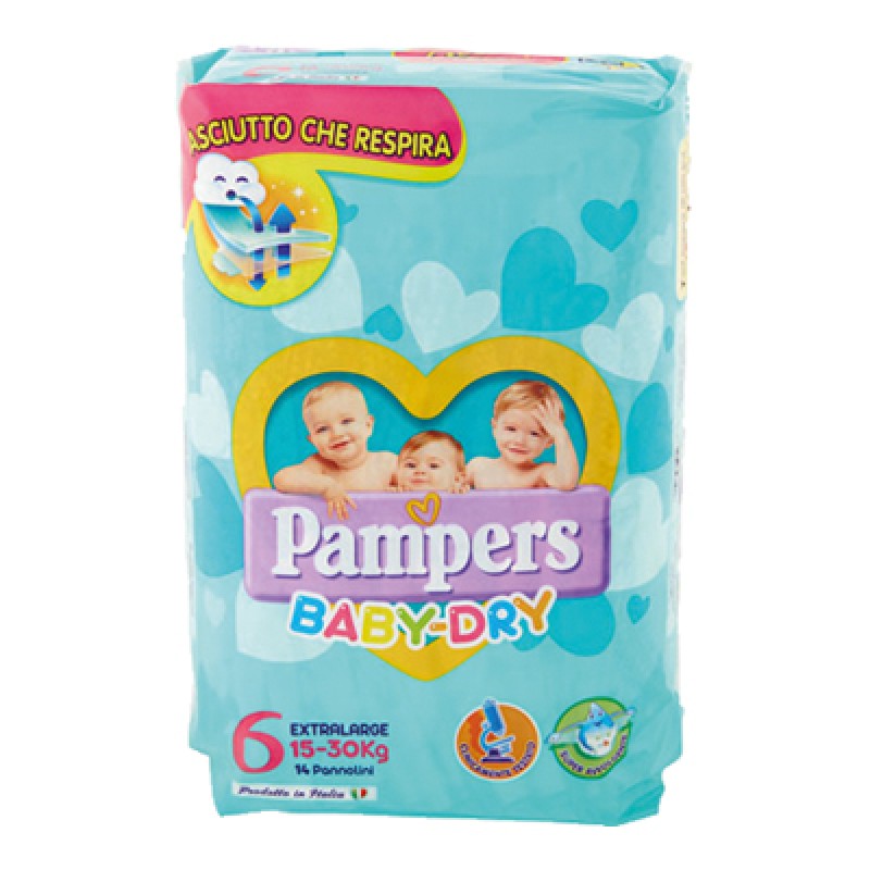 PAMPERS BABY DRY EXTRA LARGE X 14
