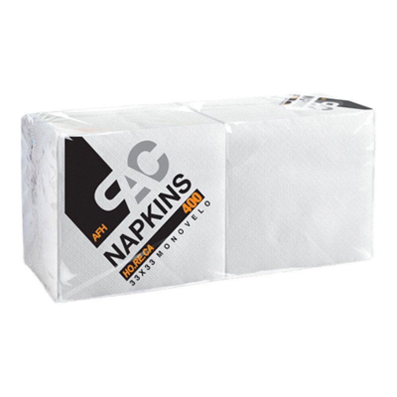 PAC NAPKINS WHITE NAPKINS X400 1PLY CM.33X33